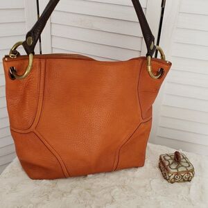 Kenneth Cole Pebble Leather Tan Cognac Ring Handbag